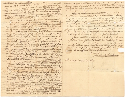 Historic & Significant 1823 Andrew Jackson Handwritten & Signed Letter (Beckett)